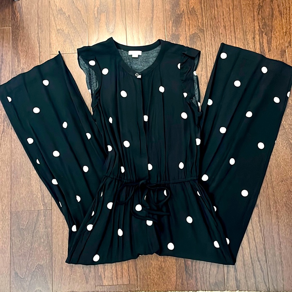 Sleeveless Wide Leg Polka Dot Jumpsuit